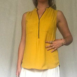 H&M Yellow Sleeveless Blouse with Black Trim